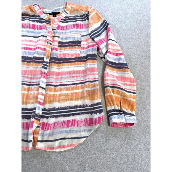 Zac & Rachel Blouse Womens XL Multi Color Striped Long Sleeve Button Up Top Boho - Picture 3 of 9